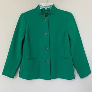 Talbots Green Blazer Structured Wool Blend